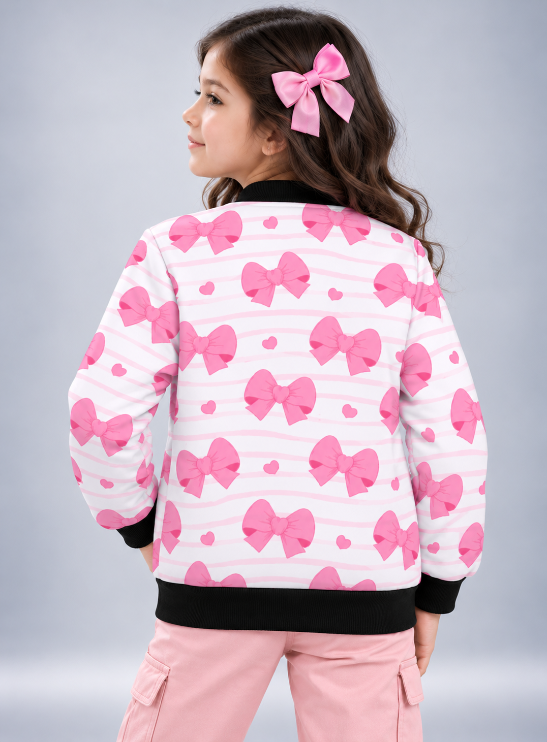 Pretty Bow AOP Kids Bomber Jacket
