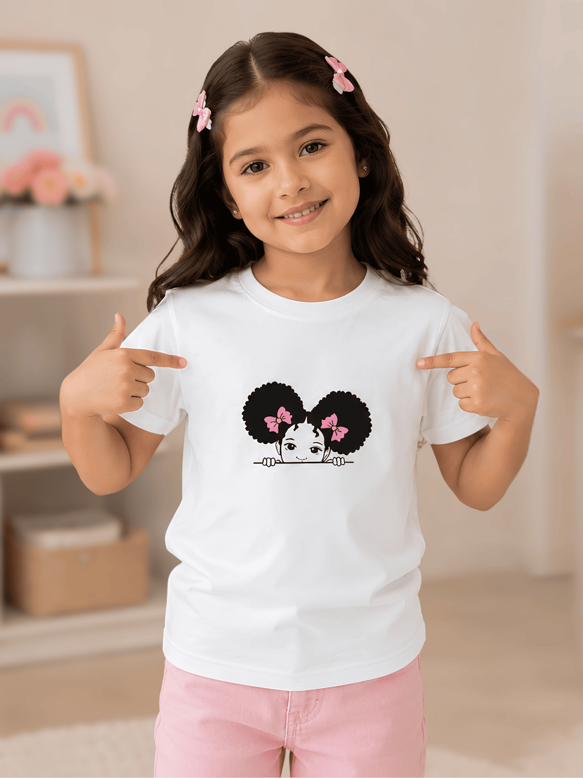 For kids: “Beautiful Day” Girl's Crew Neck T-Shirt