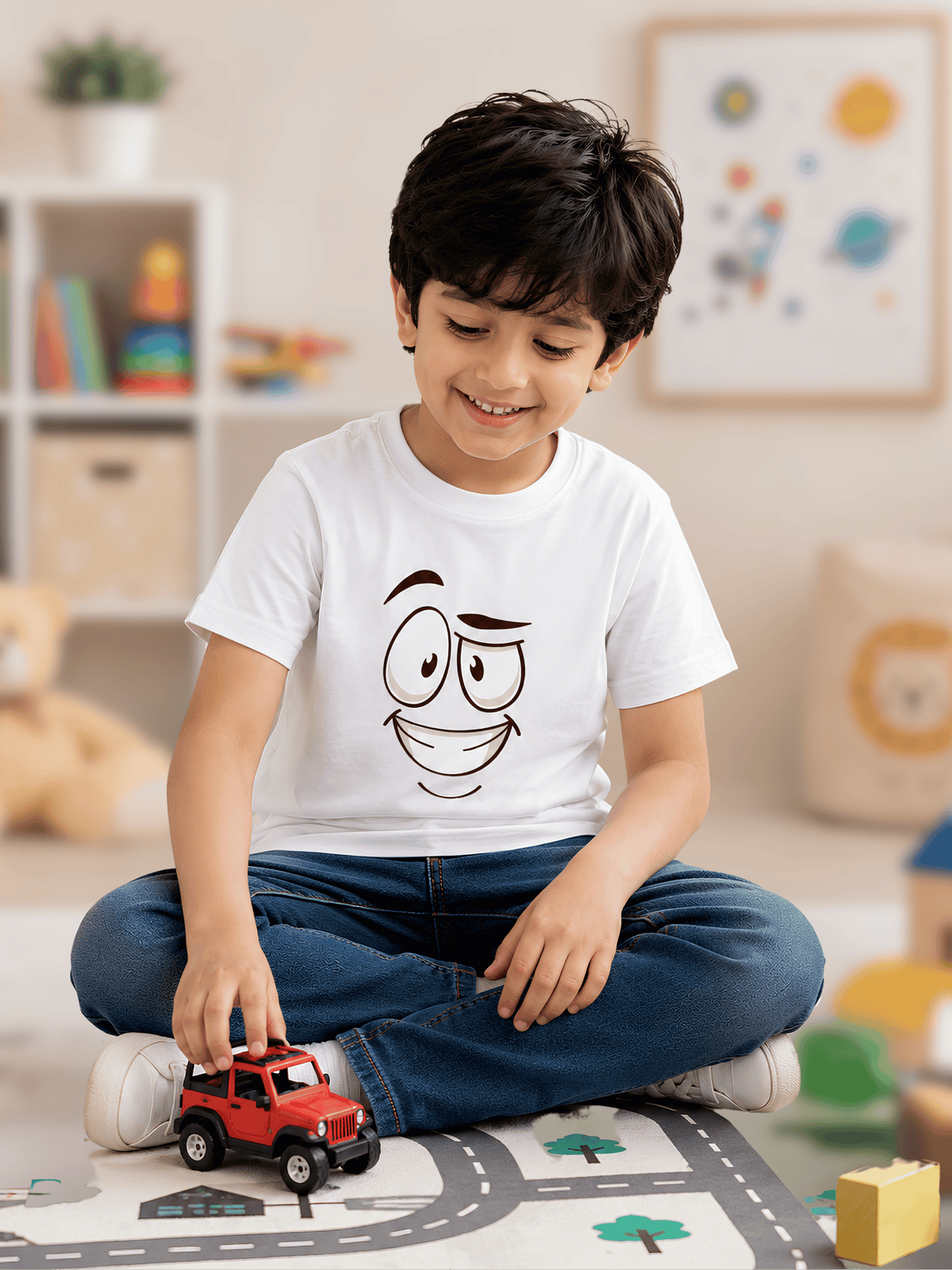 For kids: "Little Happy Dude" Boy's Crew Neck T-Shirt