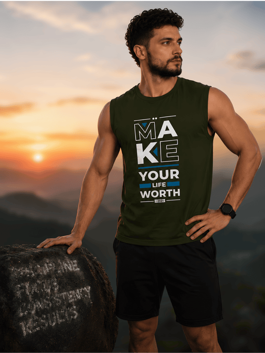 "Make Your Life Worth" Men's Sleeveless T-Shirt