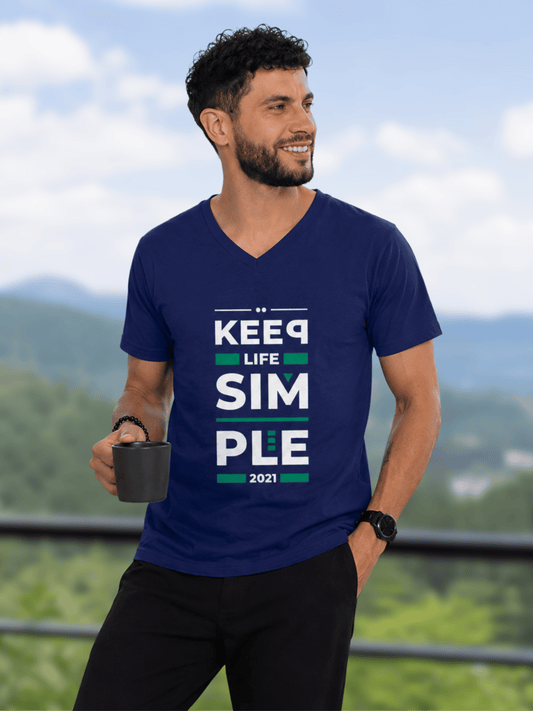 "Keep Life Simple" Male V-Neck T-Shirt