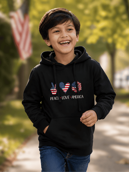 For kids: “Peace Love America” Kids Hoodie
