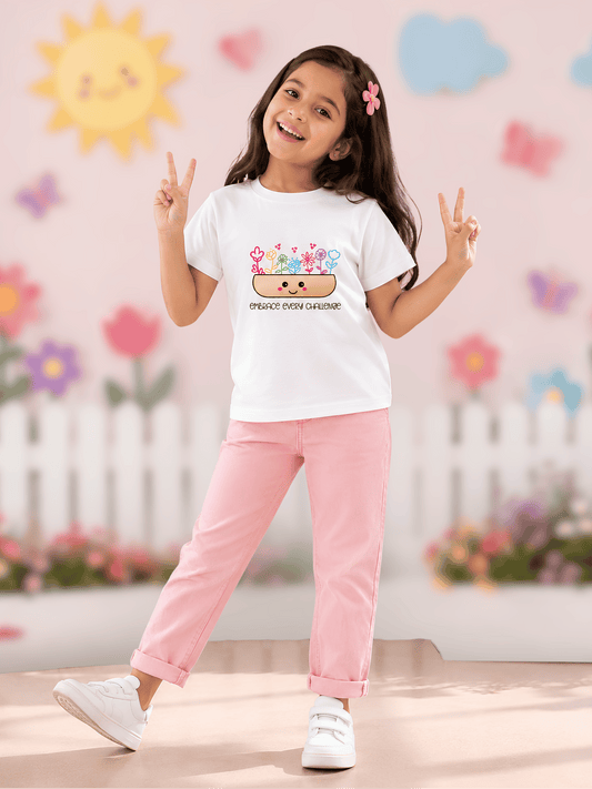 For kids: “Bloom & Smile” Girl's Crew Neck T-Shirt