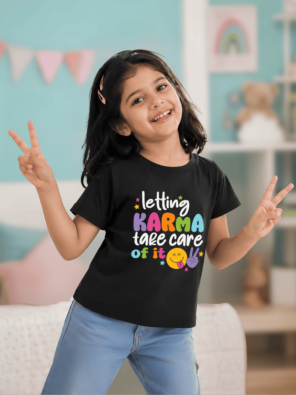 For kids: "Karma Will Handle It" Girl's Crew Neck T-Shirt