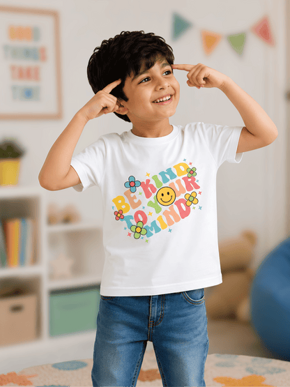 For kids: "Be Kind to Your Mind" Boy's Crew Neck T-Shirt