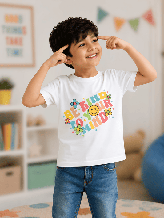 For kids: "Be Kind to Your Mind" Boy's Crew Neck T-Shirt