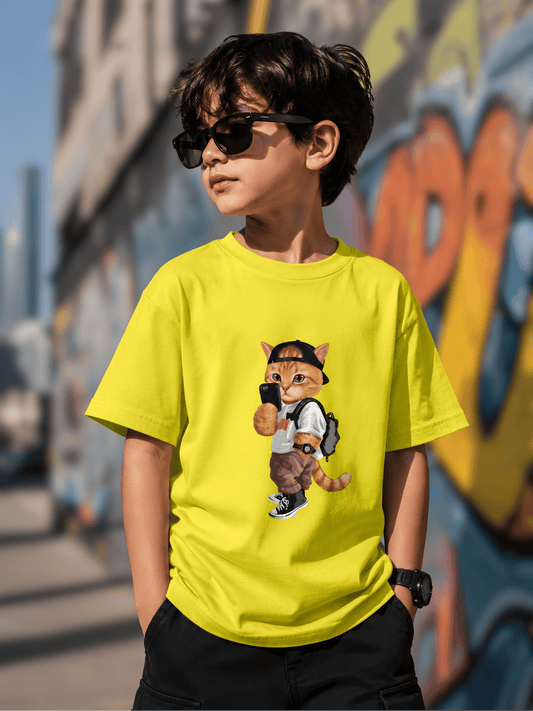 For Kids: City Kitty Boy's Crew Neck T-Shirt