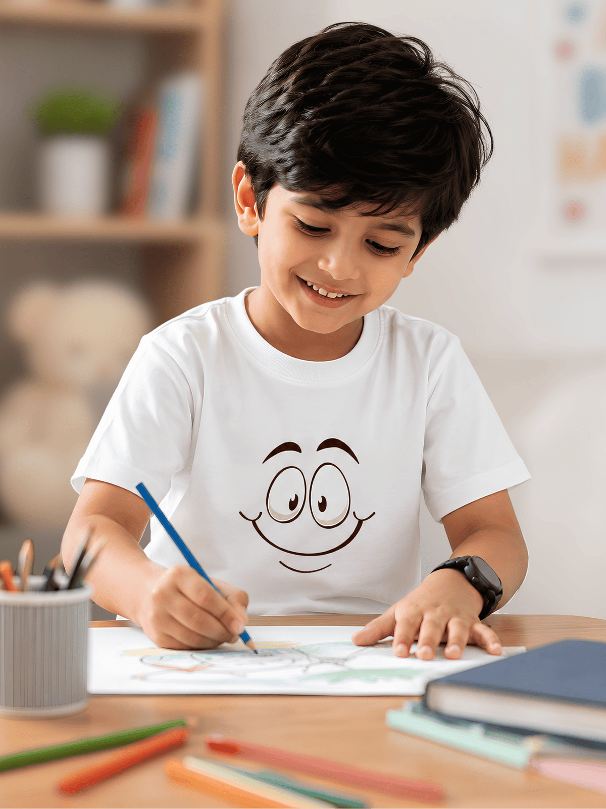 For Kids: "Happy Face Explorer" Boy's Crew Neck T-Shirt