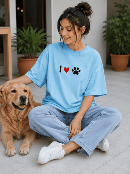 Oversized I ❤️ Paws Classic T-Shirt