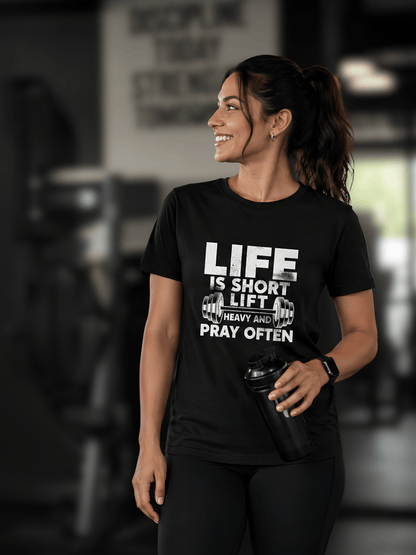 Lift Heavy, Pray Often Unisex Basic T-Shirt