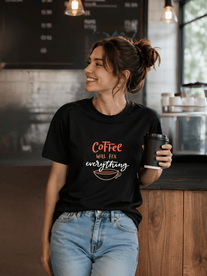 "Coffee Fixes Everything" Unisex Classic Crew T-Shirt