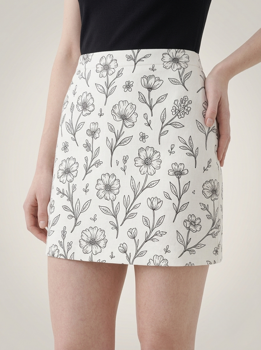 Ink Blossom AOP Mini Skirt
