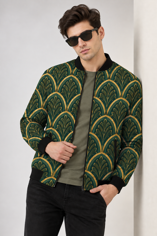 Emerald Deco AOP Bomber Jacket