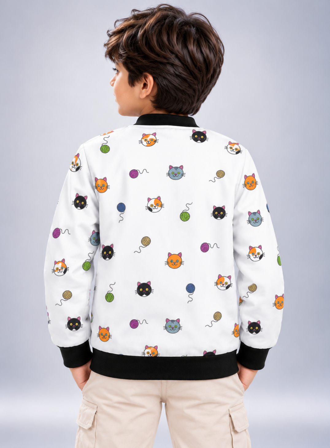 Kitty Yarn AOP Kids Bomber Jacket