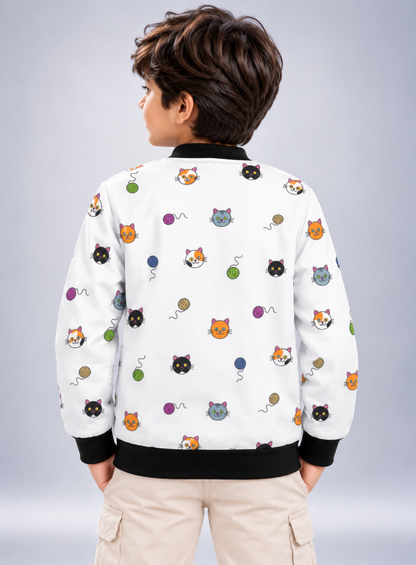 Kitty Yarn AOP Kids Bomber Jacket