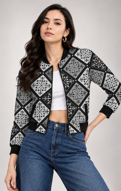 Monochrome Heritage Women’s AOP Bomber Jacket