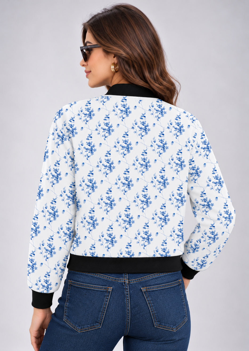 Blue Meadow Women’s AOP Bomber Jacket