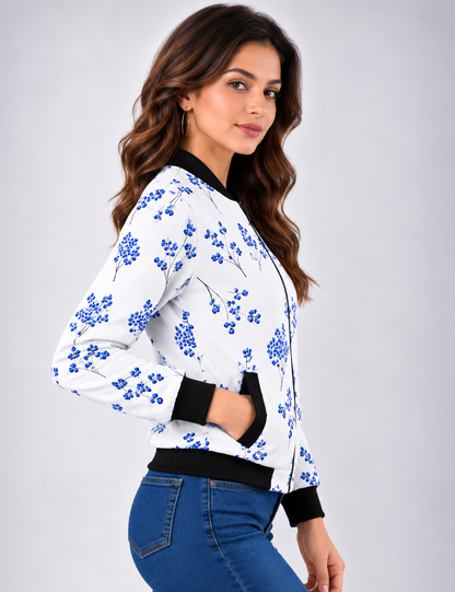 Cobalt Bloom Women’s AOP Bomber Jacket