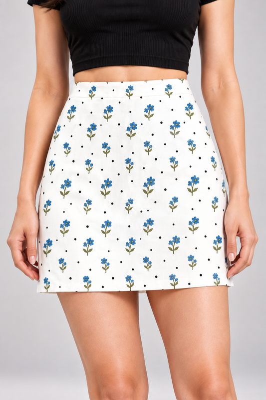 Bluebell Dot AOP Mini Skirt