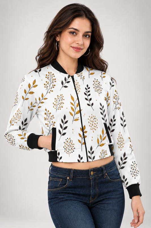 Golden Botanica Women’s AOP Bomber Jacket