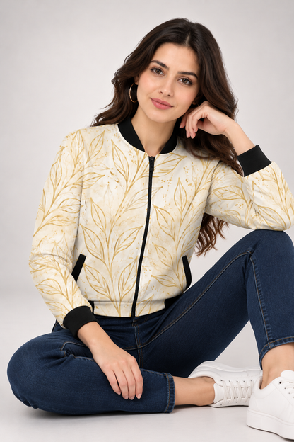Golden Botanica Women’s AOP Bomber Jacket