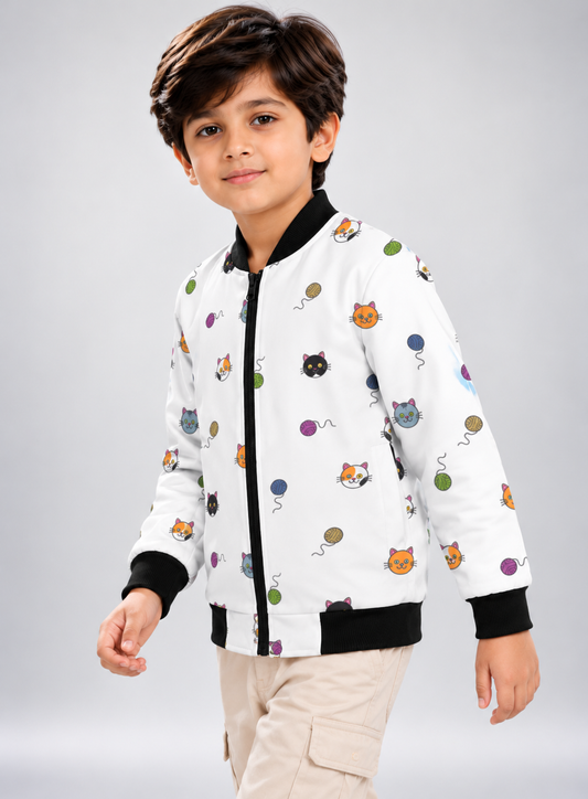 Kitty Yarn AOP Kids Bomber Jacket