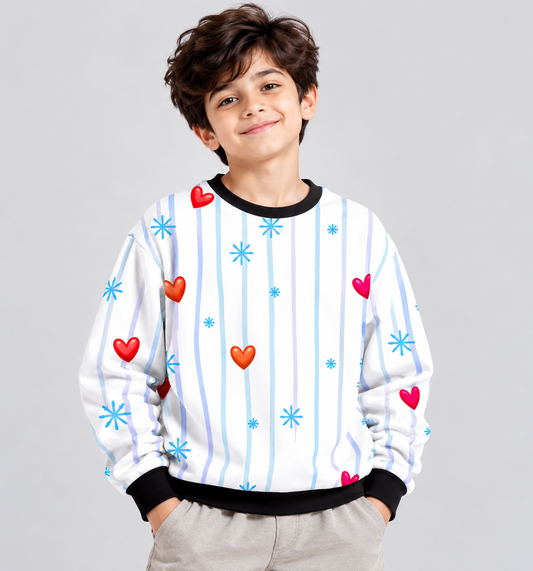 Frosted Hearts Kids AOP Sweatshirt