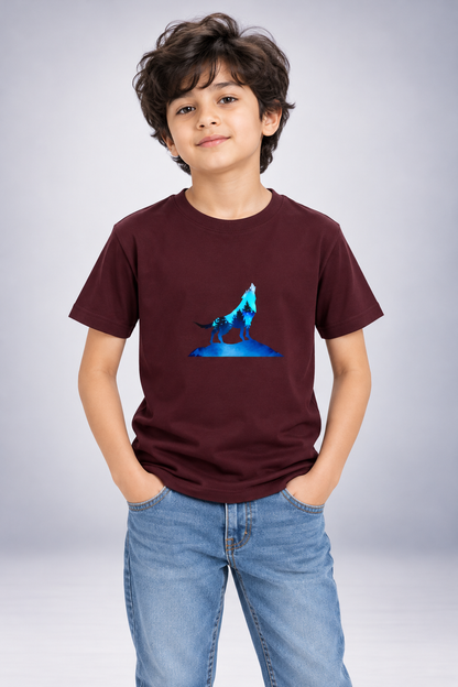 For kid's: Wolf Spirit Boy's Crew Neck T-Shirt