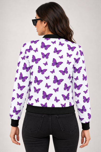 Purple Flutter Women’s AOP Bomber Jacket