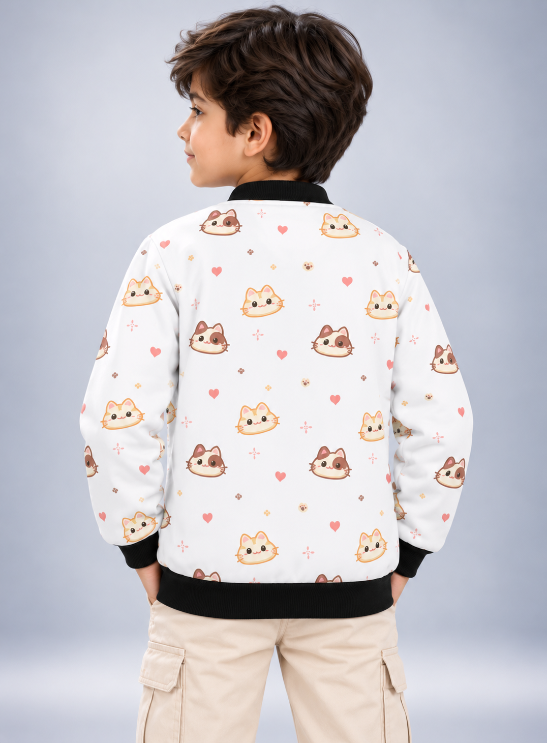 Kitty Hearts AOP Kids Bomber Jacket