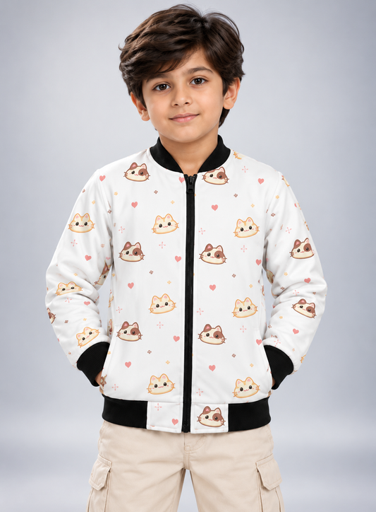 Kitty Hearts AOP Kids Bomber Jacket