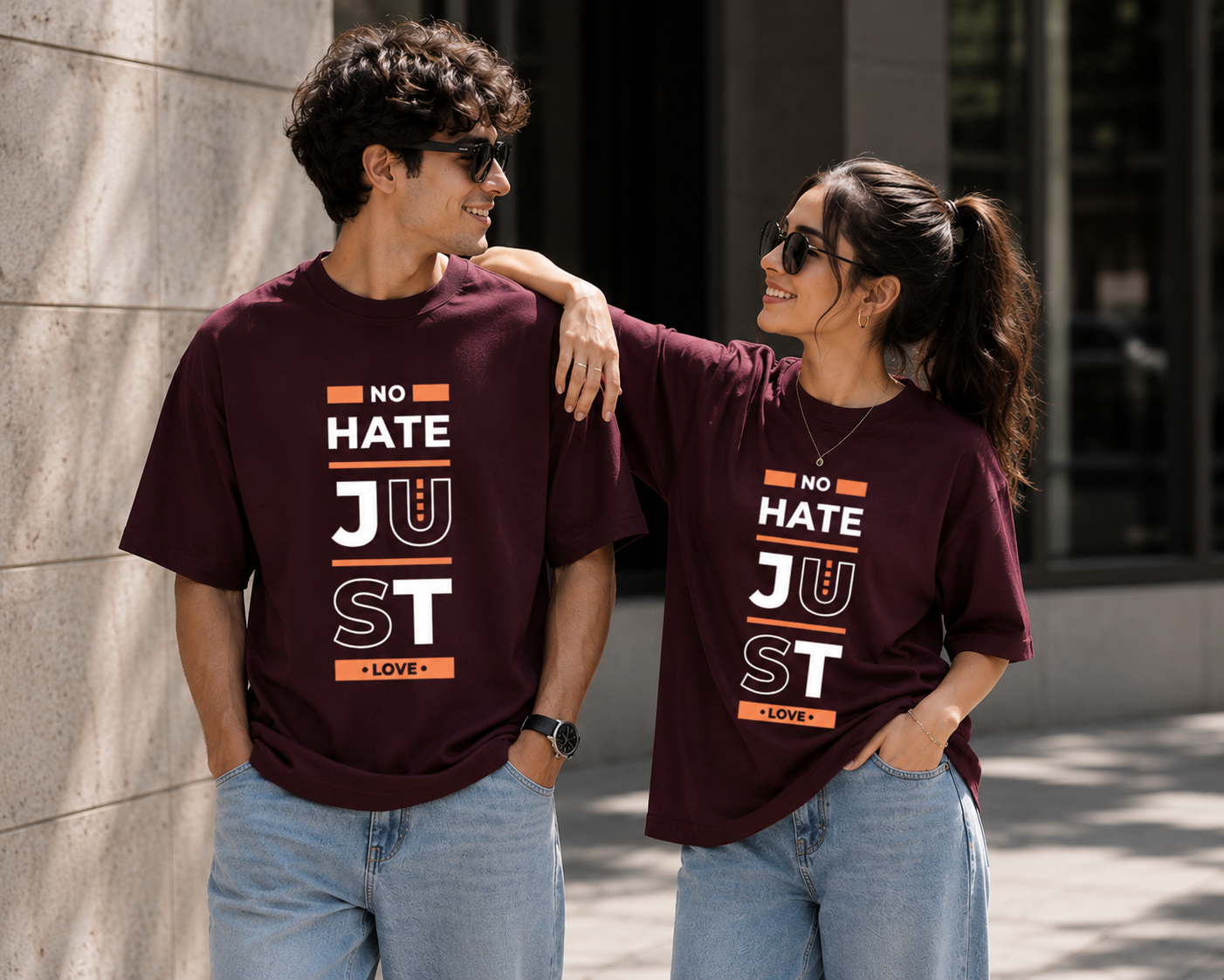 “No Hate Just Love” Unisex Oversized Classic T-Shirt