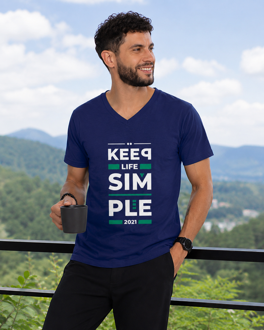 "Keep Life Simple" Male V-Neck T-Shirt