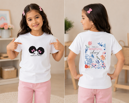 For kids: “Beautiful Day” Girl's Crew Neck T-Shirt