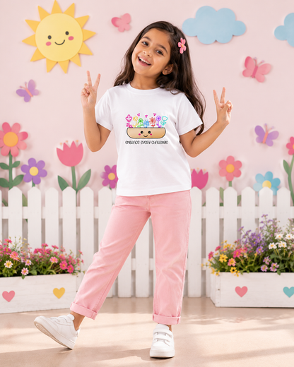 For kids: “Bloom & Smile” Girl's Crew Neck T-Shirt