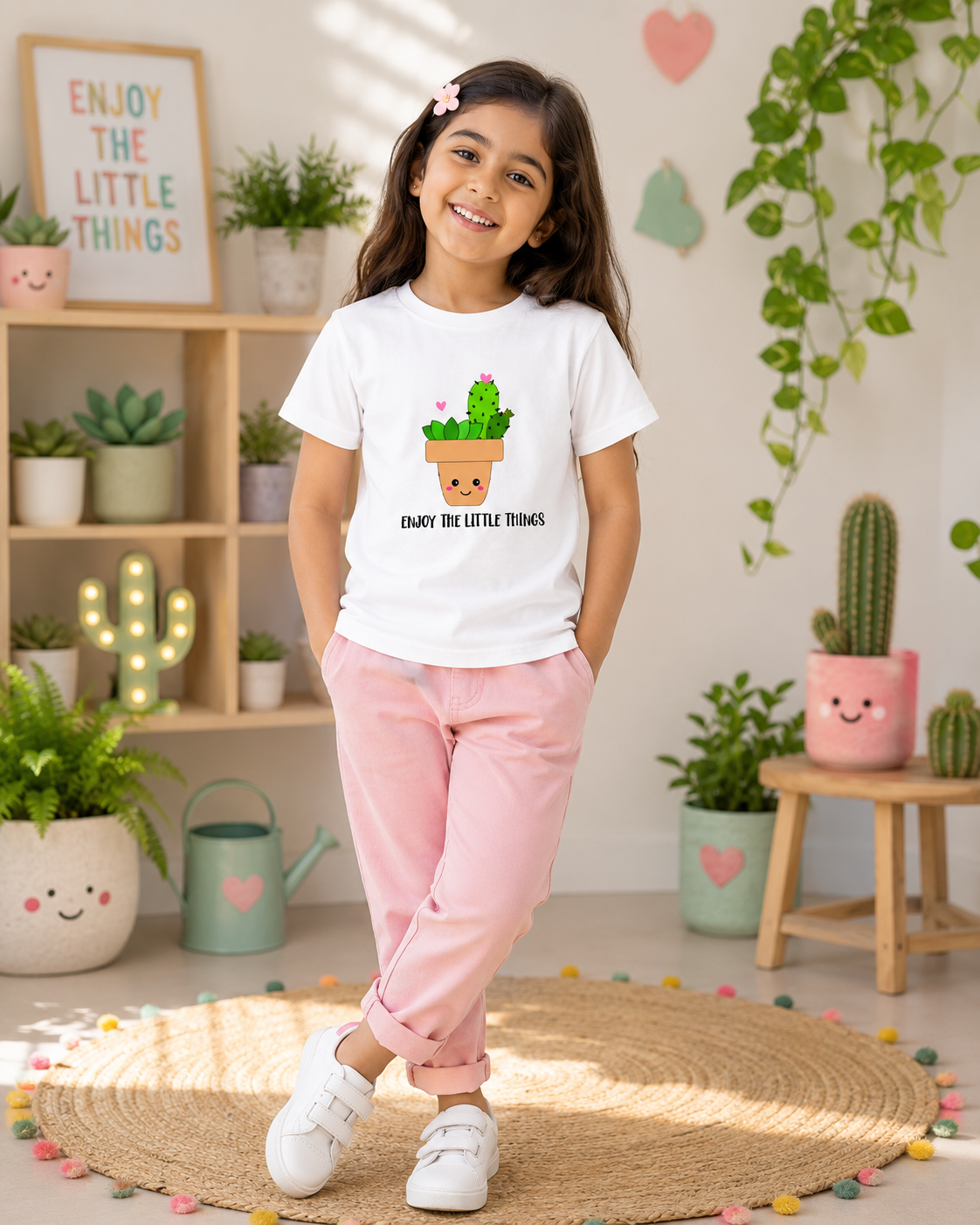 "Enjoy The Little Things" Girl's Crew Neck T-Shirt