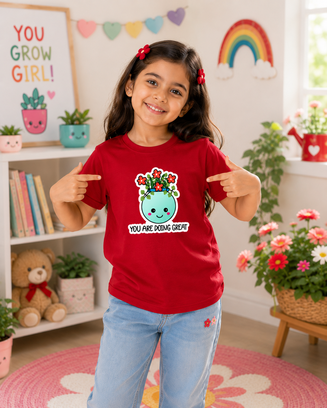 For kids: “You’re Doing Great” Girl's Crew Neck T-Shirt