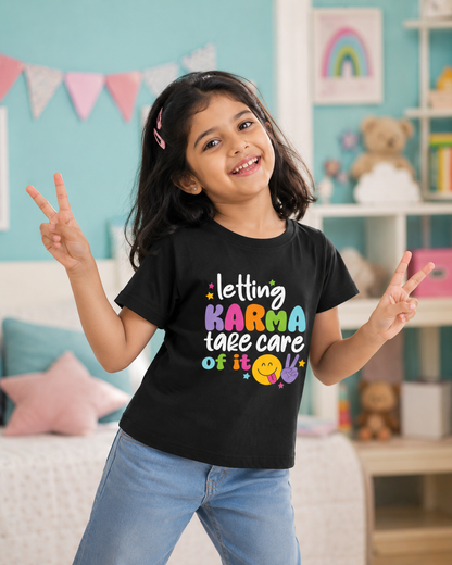 For kids: "Karma Will Handle It" Girl's Crew Neck T-Shirt