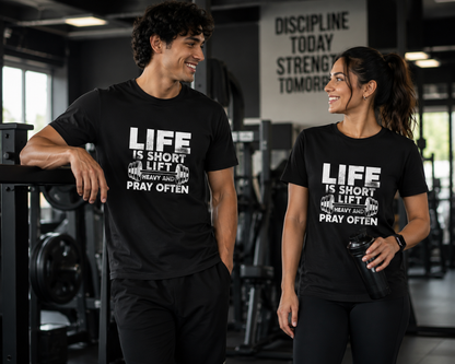 Lift Heavy, Pray Often Unisex Basic T-Shirt