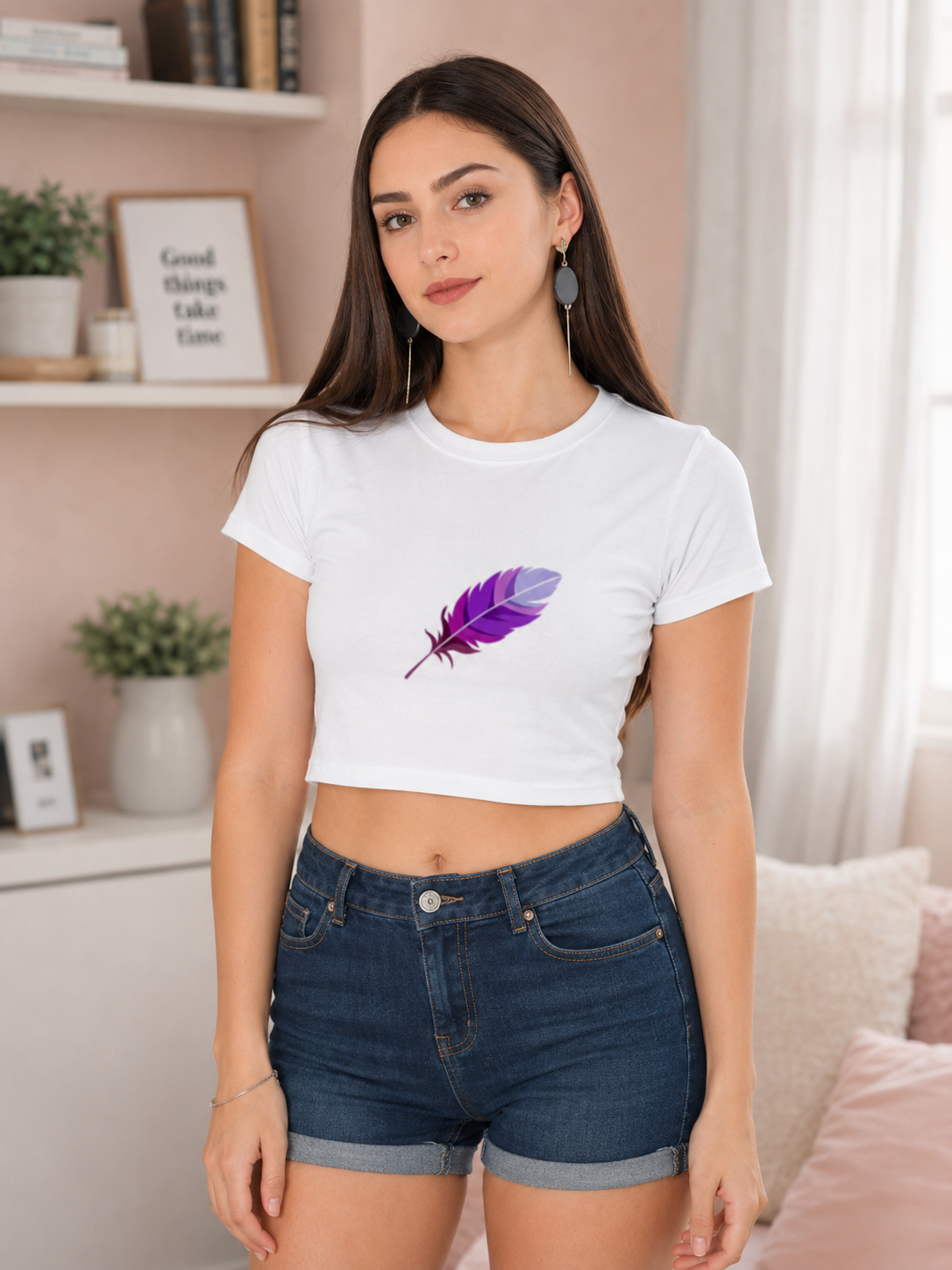 Free Spirit Feather Crop Top