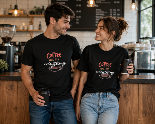 "Coffee Fixes Everything" Unisex Classic Crew T-Shirt