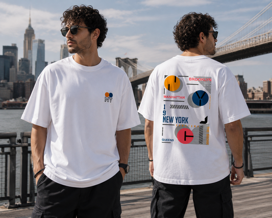 "NYC Metro Blueprint" Oversized Classic T-Shirt