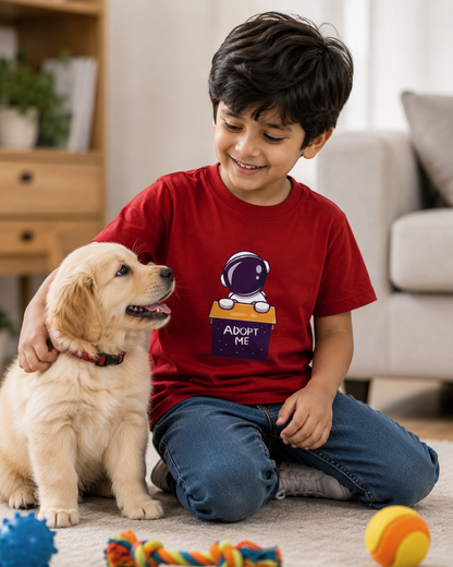 For Kids: "Adopt Me Space Buddy" Boy's Crew Neck T-Shirt