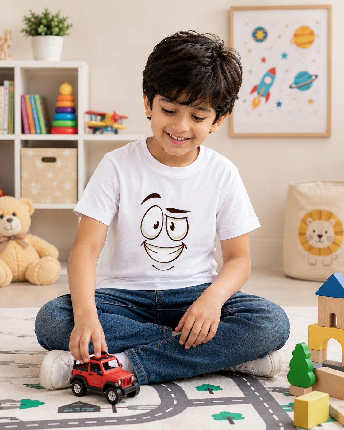 For kids: "Little Happy Dude" Boy's Crew Neck T-Shirt