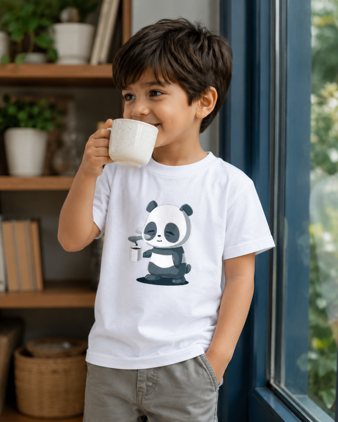 For Kids: Boy’s Crew Neck T-Shirt – Panda Chill