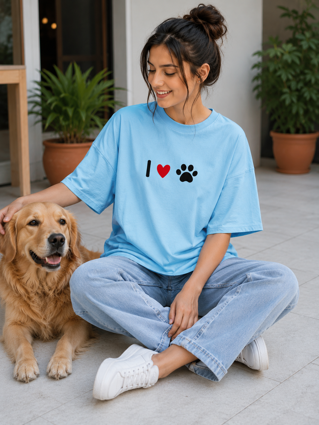 Unisex Oversized I ❤️ Paws Classic T-Shirt