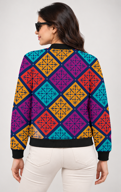 Vivid Mosaic Women’s AOP Bomber Jacket