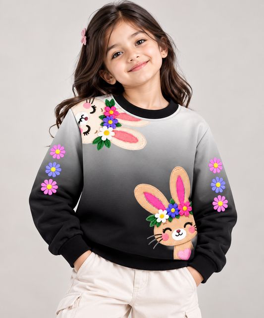 Floral Bunny Friends Kids Sweatshirt