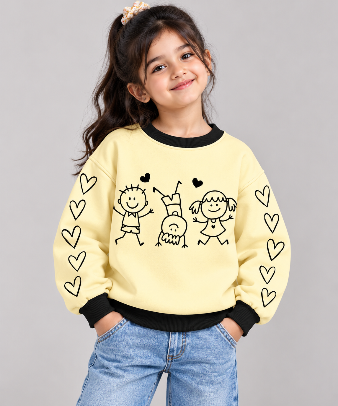 Happy Friends Doodle Kids Unisex Sweatshirt