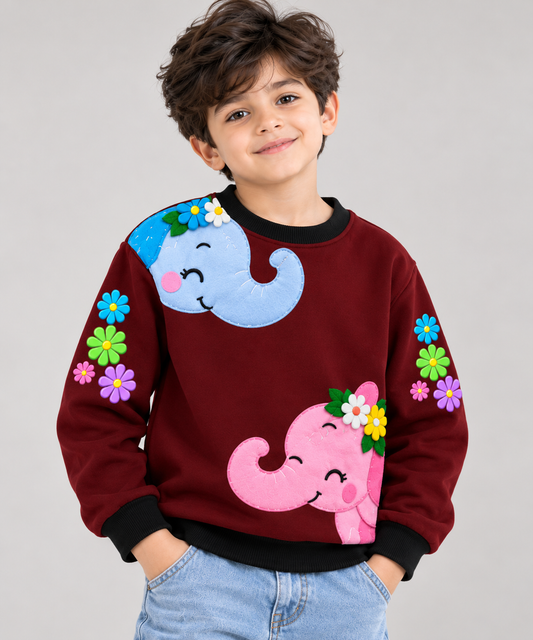Floral Elephant Friends Kids Sweatshirt
